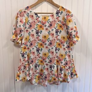Ces femme floral short sleeve blouse
